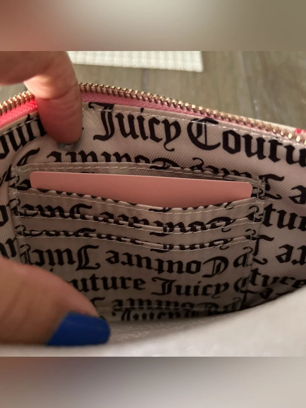 NWT Juicy couture Pink Cherry Print Double Zip Wristlet wallet